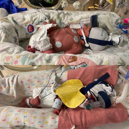 Brisbane mum gives birth to premature twins whilst dad is stranded abroad   