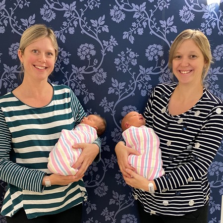 Sister welcome babies one day apart